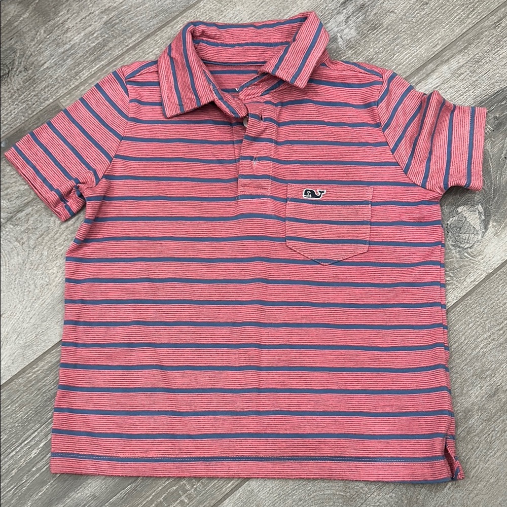Boys 4T Vineyard Vines Kids Dark Pink Striped Polo Shirt